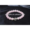 Natural 8MM Rose Quartz Stretch Bracelet With Fluorite 8MM Round Beads